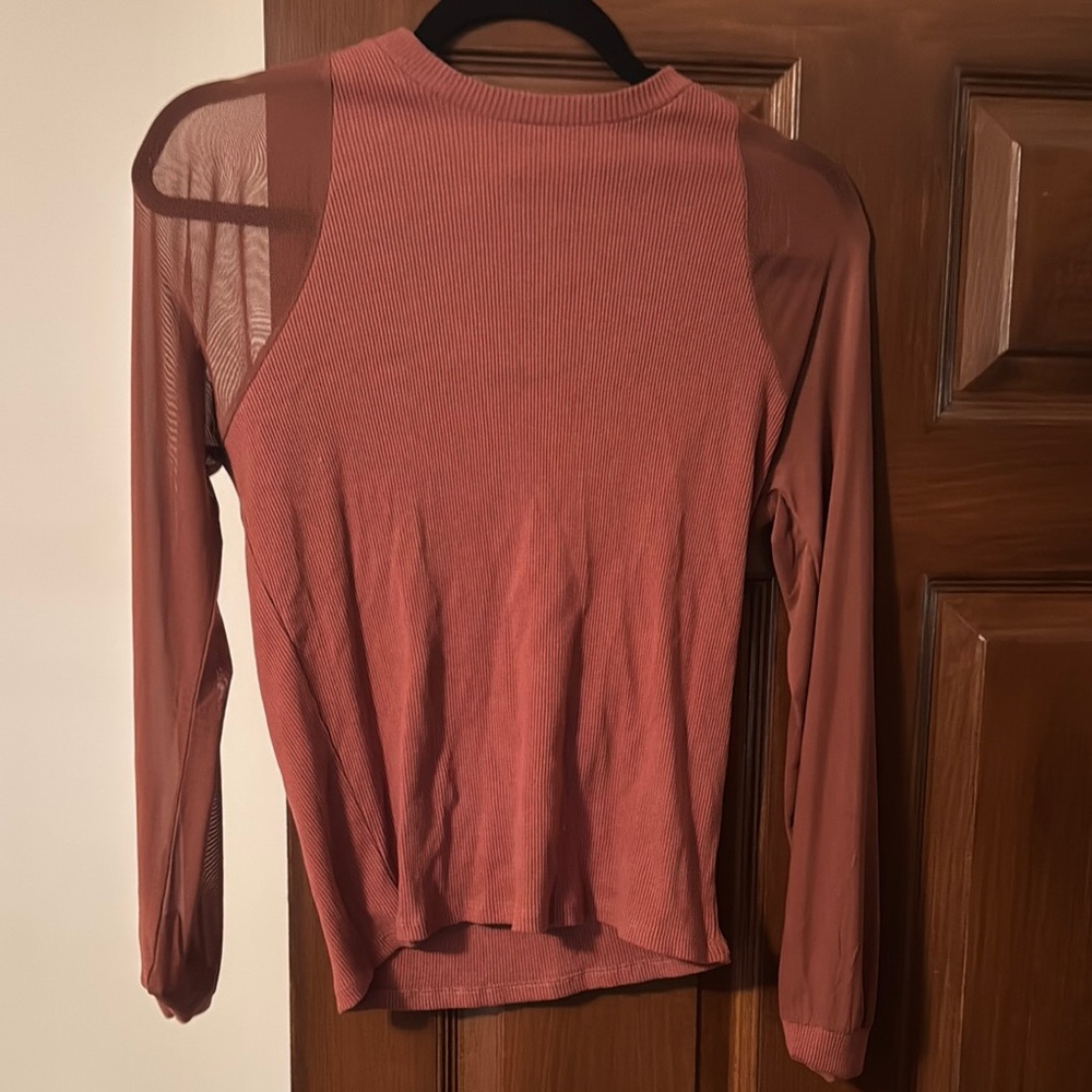 Women's Sheer Long Sleeve Top - Rust